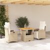 vidaXL 3-delige Tuinset met kussens poly rattan beige