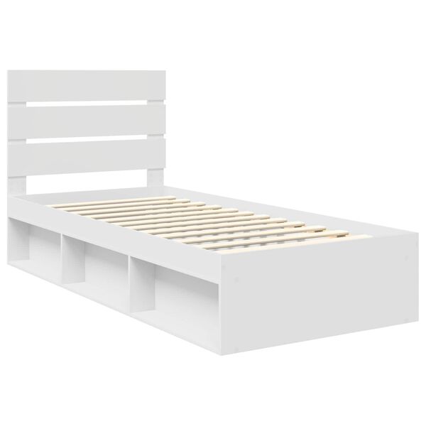 vidaXL Bedframe met hoofdeinde Wit 90 x 190 cm Massief grenenhout