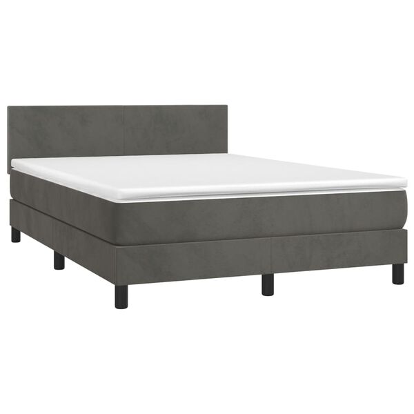 vidaXL Boxspring met matras fluweel donkergrijs 140x190 cm