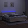 vidaXL Boxspring met matras en LED stof crèmekleurig 180x200 cm