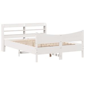 vidaXL Bedframe met hoofdbord massief grenenhout wit 160x200 cm