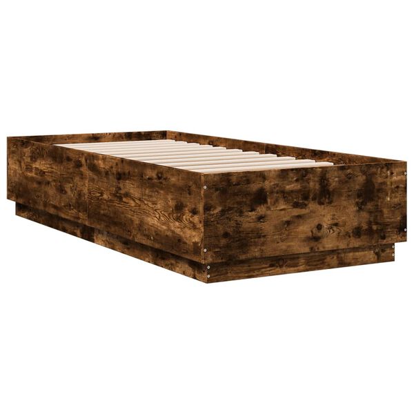 vidaXL Bedframe met LED-verlichting gerookt eikenkleurig 100x200 cm