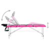 vidaXL Massagetafel inklapbaar 4 zones aluminium zwart en roze