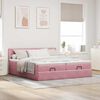 vidaXL Ottoman bed met matrassen en LED's 200x200cm fluweel roze