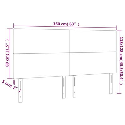 vidaXL Hoofdborden 4 st 80x5x78/88 cm stof donkergrijs