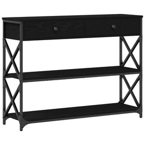 vidaXL Console Tafel met lade met plank Zwart eiken 100 x 28 x 75 cm