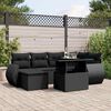 vidaXL 7-delige Loungeset met kussens poly rattan zwart
