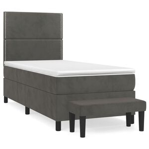 vidaXL Boxspring met matras fluweel donkergrijs 80x200 cm