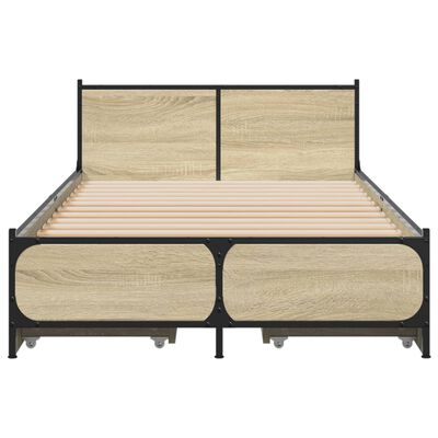 vidaXL Bedframe met lades bewerkt hout sonoma eikenkleurig 75x190 cm