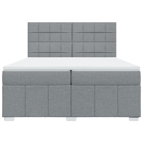 vidaXL Boxspring met matras stof lichtgrijs 200x200 cm