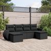 vidaXL 6-delige Loungeset met kussens poly rattan zwart