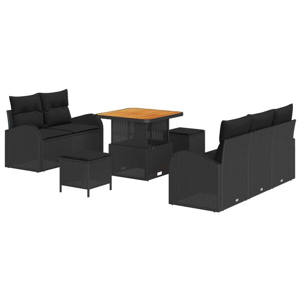 vidaXL Tuin Sofa Set 8 pcs Zwart poly rattan