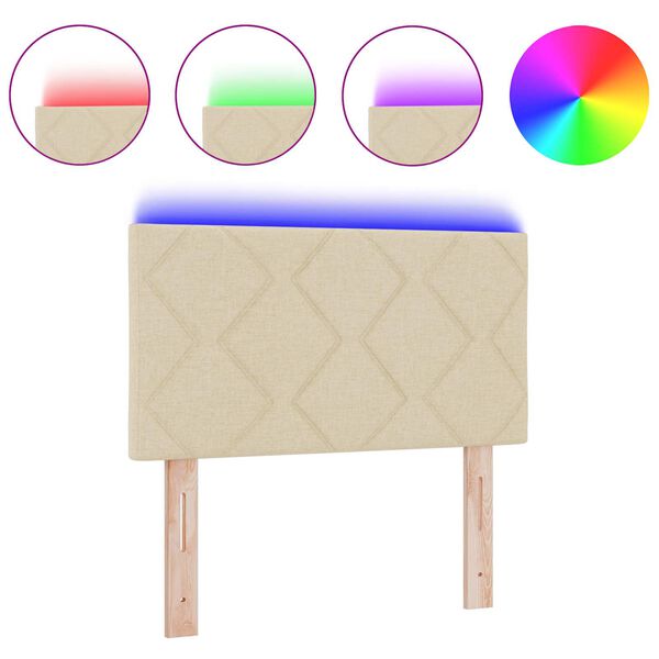 vidaXL Hoofdbord met LED -striplichten met hoofdeinde Crème 80 cm Stof
