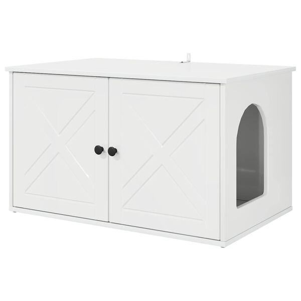 vidaXL Kattenhuis Glanzend Wit 85 x 55 x 50 cm Bewerkt hout