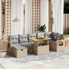 vidaXL 8-delige Loungeset met kussens poly rattan beige