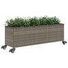 vidaXL Plantenbakken met wielen 2 st 107x32x38 cm poly rattan grijs
