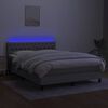 vidaXL Boxspring met matras en LED stof lichtgrijs 140x190 cm