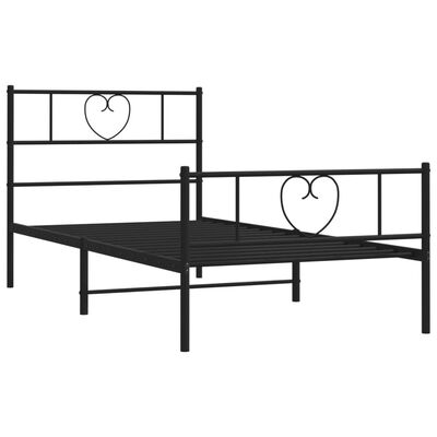 vidaXL Bedframe met hoofd- en voeteneinde metaal zwart 100x190 cm