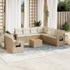 vidaXL 10-delige Loungeset met kussens poly rattan beige