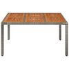 vidaXL Tuintafel met houten blad 150x90x75 cm poly rattan grijs