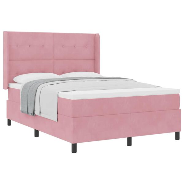 vidaXL Boxspring bed met hoofdeinde Roze 160 x 200 cm Fluweel