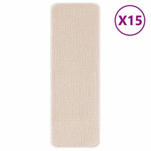 vidaXL Antislip Trapmatten 15 st 60 x 25 cm Cr&egrave;me PP Rechthoekig