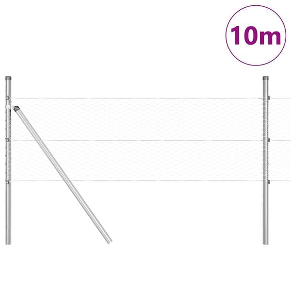 vidaXL Afrasteringspaal Zilver 10 x 0,4 m (25 mm gaas) Staal