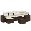 vidaXL 7-delige Loungeset met kussens poly rattan bruin