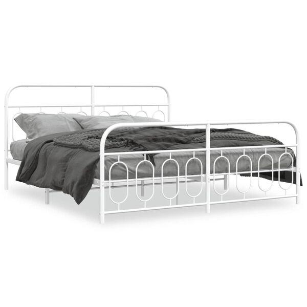 vidaXL Bedframe met hoofd- en voeteneinde metaal wit 160x200 cm