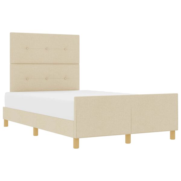 vidaXL Bedframe met hoofdeinde Cr&egrave;me 120 x 190 cm Stof