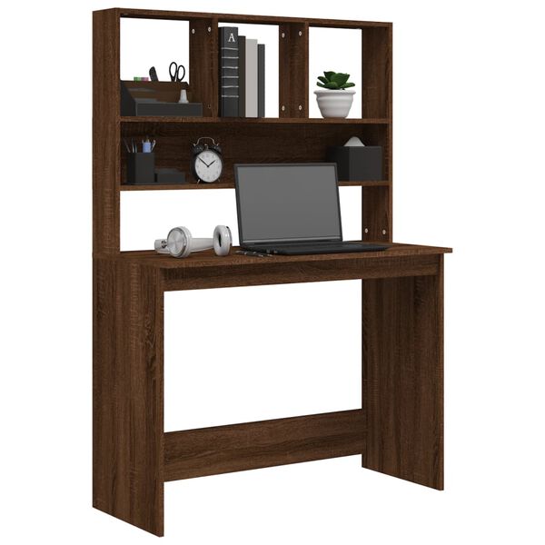 vidaXL Bureau met schappen 102x45x148 cm bewerkt hout bruineikenkleur