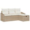 vidaXL Bankstel 4 st poly rattan