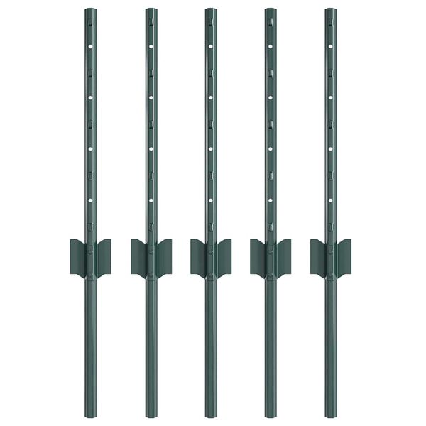vidaXL Afrasteringspaal 5 pcs Groen 80 cm Staal