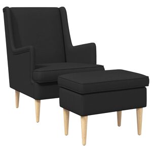 vidaXL Fauteuil met Voetenbank 2 st Zwart Stof