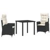 vidaXL Tuin eettafelset 3 st Beige poly rattan
