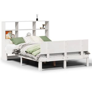 vidaXL Bed met boekenkast zonder matras grenenhout wit 160x200 cm