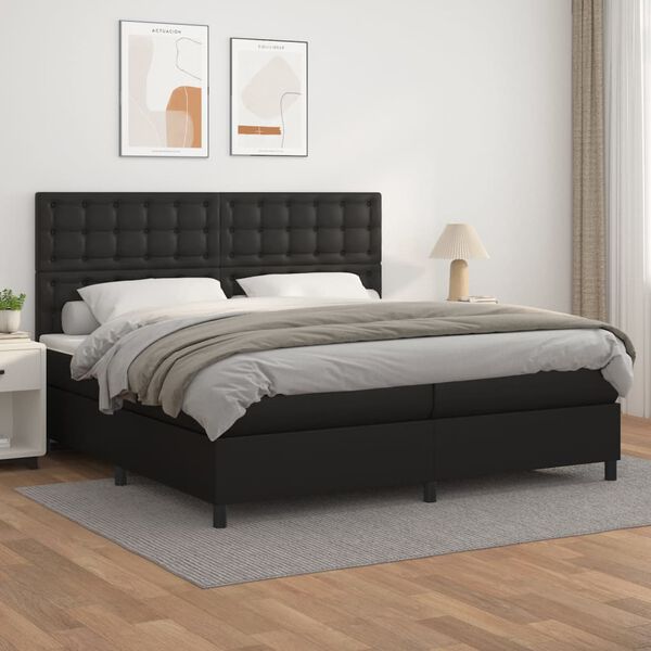 vidaXL Boxspring met matras kunstleer zwart 200x200 cm
