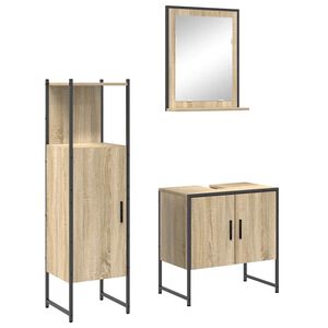 vidaXL Badkamermeubelset met plank met opslag 3 pcs Bruin Bewerkt hout