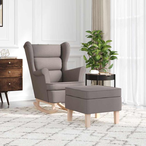 vidaXL Schommelstoel met voetenbank stof taupe