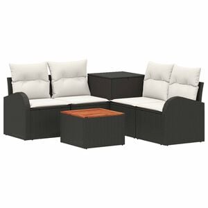 vidaXL Bankstel 6 st Zwart en Cream Wit 55 x 55 x 37 cm