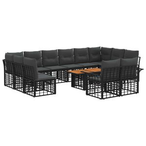 vidaXL Tuinbankenset 13 st Zwart en Donkergrijs poly rattan