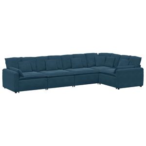 vidaXL Modulaire bank met kussens fluweel blauw