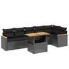 vidaXL 7-delige Loungeset met kussens poly rattan zwart