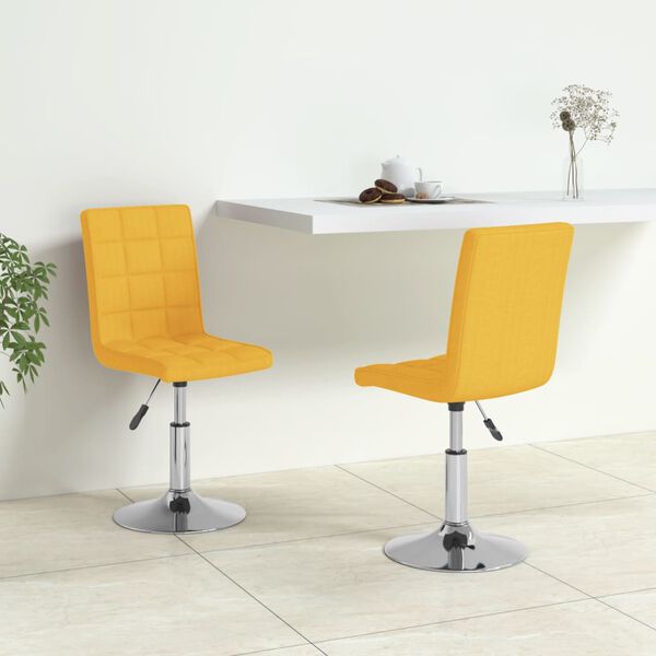 vidaXL Eetkamerstoelen 2 st draaibaar stof mosterdgeel