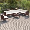 vidaXL 9-delige Loungeset met kussens poly rattan bruin