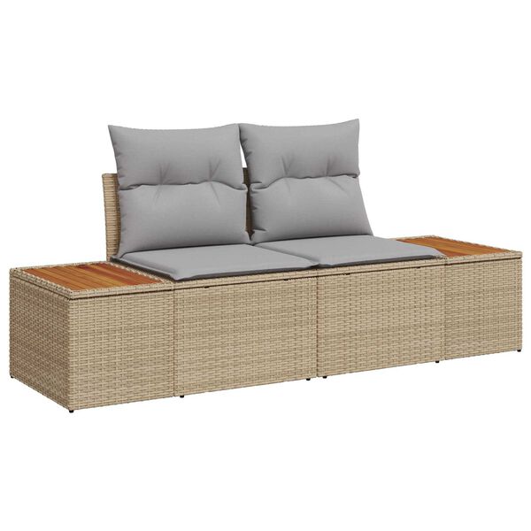vidaXL Tuin Sofa Set met kussen 7 pcs beige en lichtgrijs Poly riet