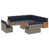 vidaXL 14-delige tuinbankset met kussens, grijs polyrotan