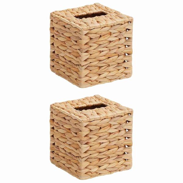 vidaXL Tissueboxhoezen 2 pcs Waterhyacint 14,5 x 14,5 x 15 cm Naturel
