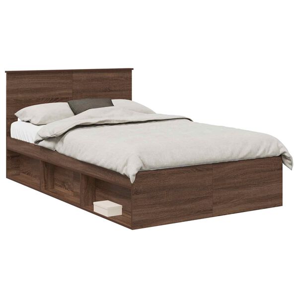 vidaXL Bedframe met hoofdeinde Bruin Eiken 120 x 200 cm Bewerkt hout
