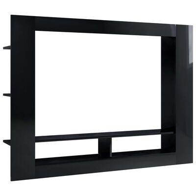 vidaXL Tv-meubel 152x22x113 cm bewerkt hout hoogglans zwart